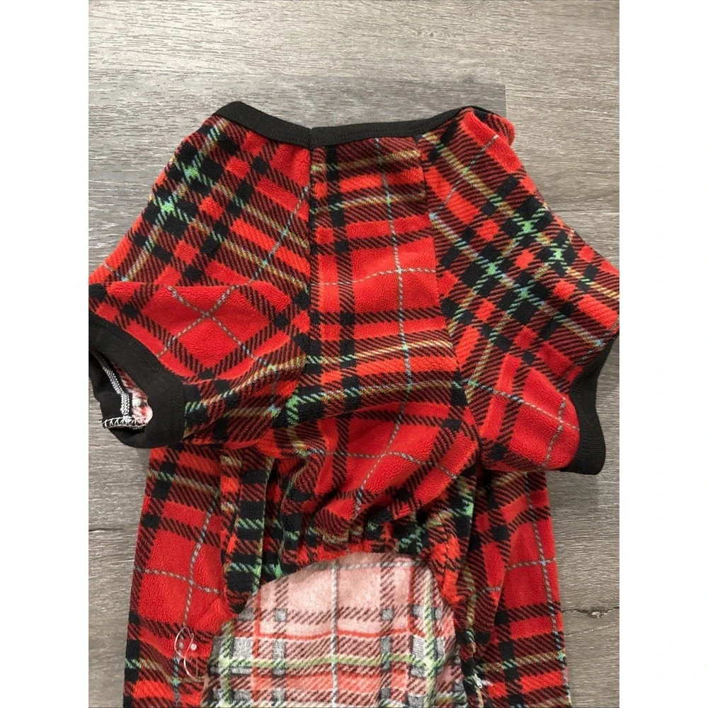 Size Medium Fleece‎ Christmas Pet Pajamas Red Plaid NWOT Holiday Pet Wear